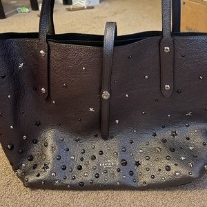 Coach Metallic Graphite Market Tote with Stars